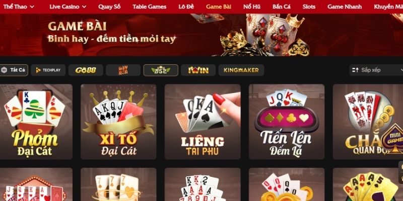 Các game bài đổi thưởng trực tuyến phổ biến